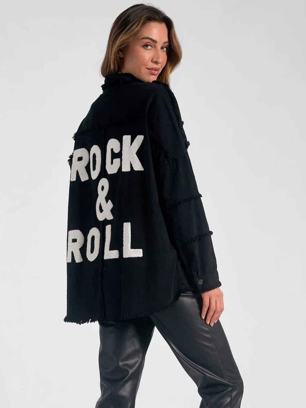 Elan Rock & Roll Statement Shacket Oversized Medium EUC 100% Cotton